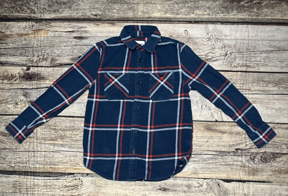Sonoma Flannel Button Up Shirt Youth Boys Size Small Blue